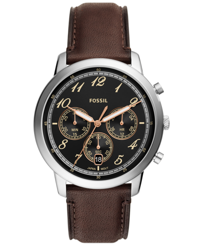 Shop Fossil Men's Neutra Chronograph Brown Leather Watch 44mm