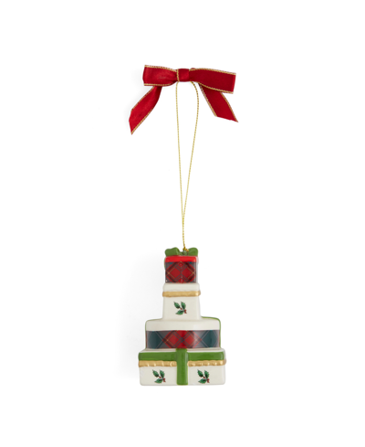 Spode Christmas Tree Tartan Ornaments, Set Of 2 In Green