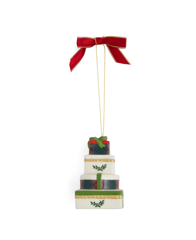 Spode Christmas Tree Tartan Ornaments, Set Of 2 In Green