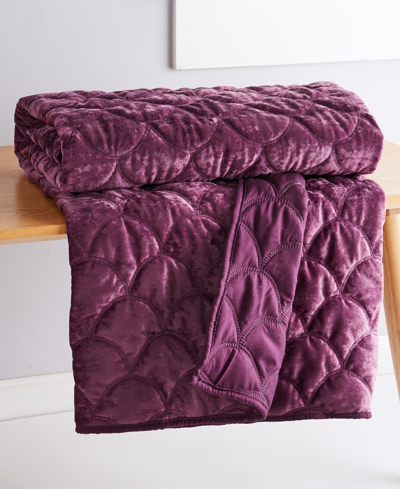 Levtex Ellora Velvet Reversible Quilted Throw, 50" X 60" In Plum