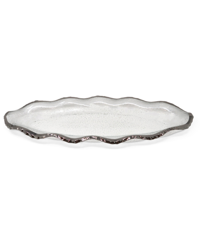 Shop Classic Touch Glass Plate With Silver-tone Scalloped Rim, 18" L