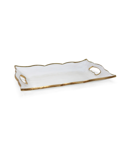 Classic Touch Rectangular Glass Tray With Handles And Gold-tone Rim, 11.5" In Gold