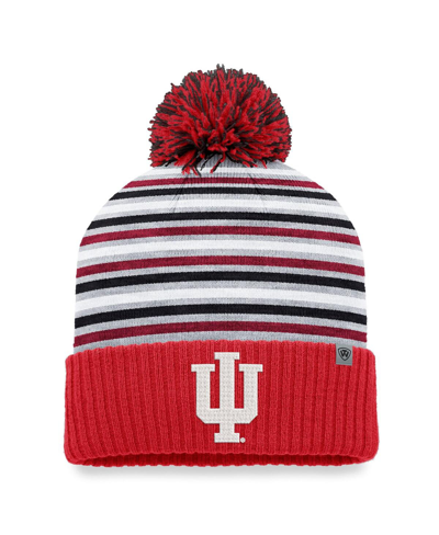 Shop Top Of The World Men's  Crimson Indiana Hoosiers Dash Cuffed Knit Hat With Pom
