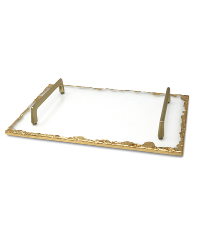 Classic Touch Glass Tray With Gold-tone Rim And Handles, 15" L In Gold