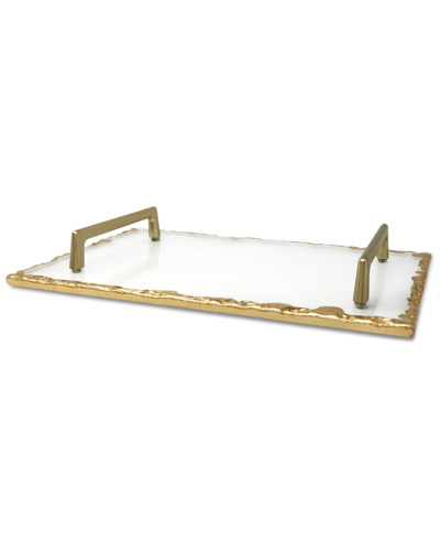 Classic Touch Glass Tray With Gold-tone Rim And Handles, 15" L In Gold