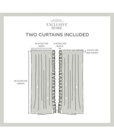 Exclusive Home Curtains Jacinta Flippable Side Ruffle Sheer Rod Pocket Curtain Panel Pair Set Of 2 In Dark Gray