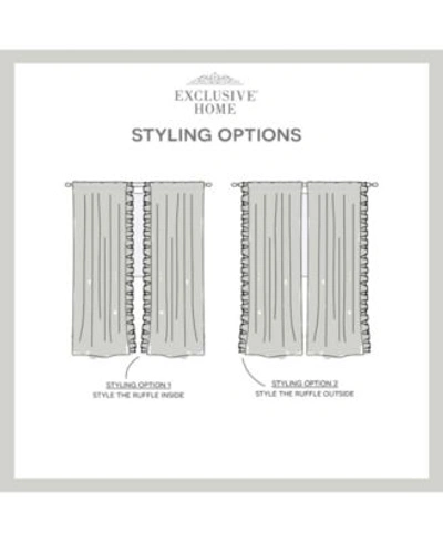 Exclusive Home Curtains Jacinta Flippable Side Ruffle Sheer Rod Pocket Curtain Panel Pair Set Of 2 In Dark Gray