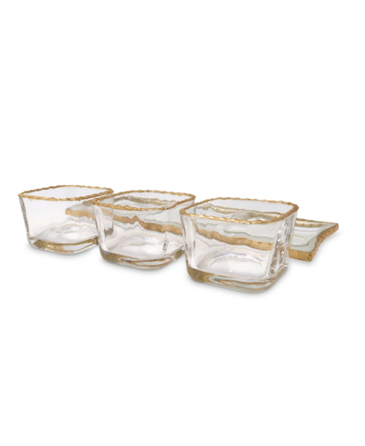 Classic Touch 3 Bowl Relish Dish On Tray With Gold-tone Rim, 4 Piece Set In Gold