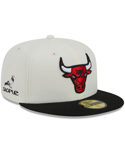 Shop Staple Men's New Era X  Cream, Black Chicago Bulls Nba X  Two-tone 59fifty Fitted Hat In Cream,black