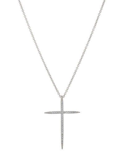Shop Eliot Danori Pave Cross Pendant Necklace, 18" + 2" Extender In Rhodium
