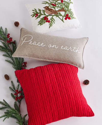 Levtex Winterberry Forest Peace On Earth Decorative Pillow, 12" X 24" In Taupe