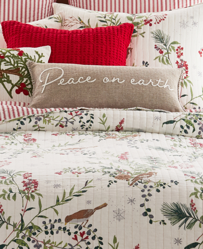Levtex Winterberry Forest Peace On Earth Decorative Pillow, 12" X 24" In Taupe