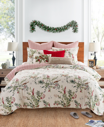 Levtex Winterberry Forest Peace On Earth Decorative Pillow, 12" X 24" In Taupe