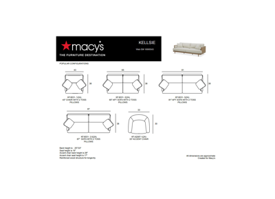 Macy's Closeout! Kellsie 87" Fabric Sofa, Created For  In Ivory