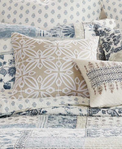 Levtex Aliza Folk Art Embroidered Decorative Pillow, 18" X 18" In Natural
