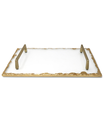 Shop Classic Touch Glass Tray With Gold-tone Rim And Handles, 11.75" L