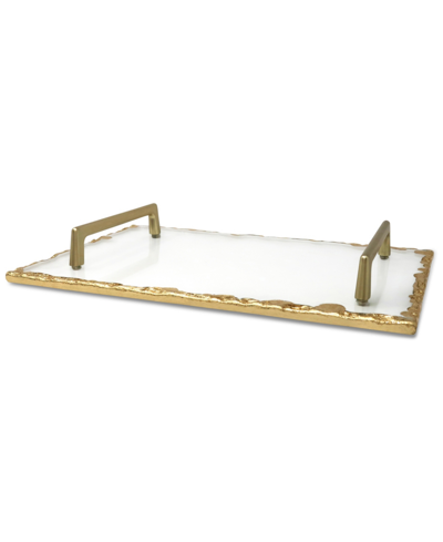 Classic Touch Glass Tray With Gold-tone Rim And Handles, 11.75" L In Gold