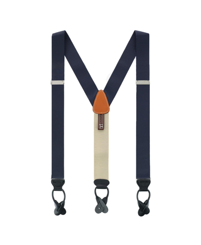Shop Trafalgar Hudson Solid Color Button End Suspenders In Navy