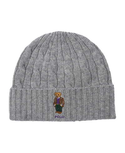 Shop Polo Ralph Lauren Men's Classic Cable Heritage Bear Beanie In Andover Heather