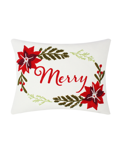 Shop Levtex Sleigh Bells Embroidered Decorative Pillow, 14" X 18" In White