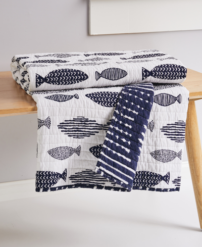 Levtex Bakio Coastal Escape Reversible Quilted Throw, 50" X 60" In Indigo