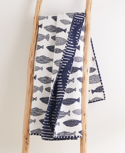 Levtex Bakio Coastal Escape Reversible Quilted Throw, 50" X 60" In Indigo
