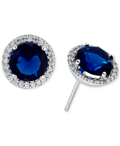 Shop Eliot Danori Crystal Halo Stud Earrings In Navy Blue