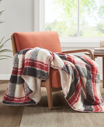Shop Woolrich Bloomington Faux Mohair To Sherpa Throw, 50" X 60" In Red