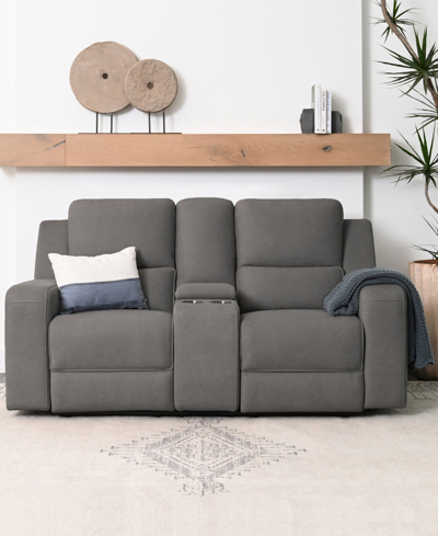 Abbyson Living Maggie 82" Fabric Manual Reclining Loveseat In Charcoal Gray