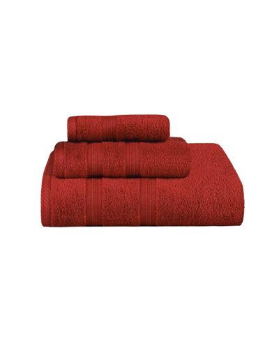 Superior Smart Dry Zero Twist Cotton 3-piece Assorted Towel Set In Crimson