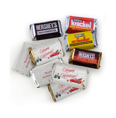 Just Candy 131 Pcs Christmas Candy Chocolate Party Favors Hershey's Miniatures & Red, Green & Silver Kisses (1. In Assorted Pre-pack