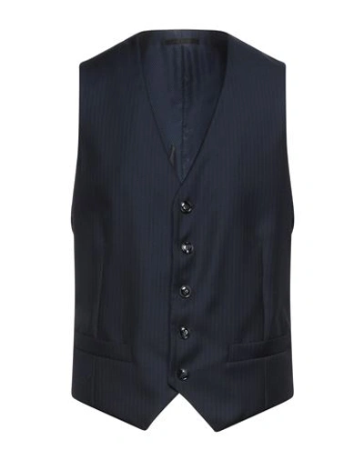 Shop Giorgio Armani Man Tailored Vest Midnight Blue Size 38 Virgin Wool