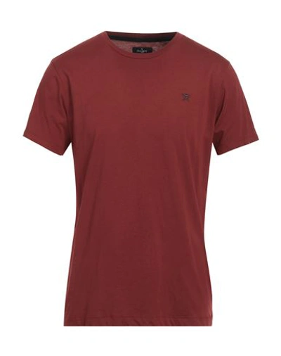 Shop Hackett Man T-shirt Brick Red Size L Cotton