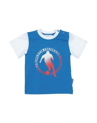 Bikkembergs Newborn Boy T-shirt Blue Size 0 Cotton, Elastane In Blue
