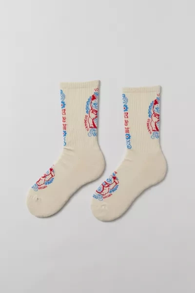 Shop Urban Outfitters Lucky Cat Crew Sock In Cream, Men's At