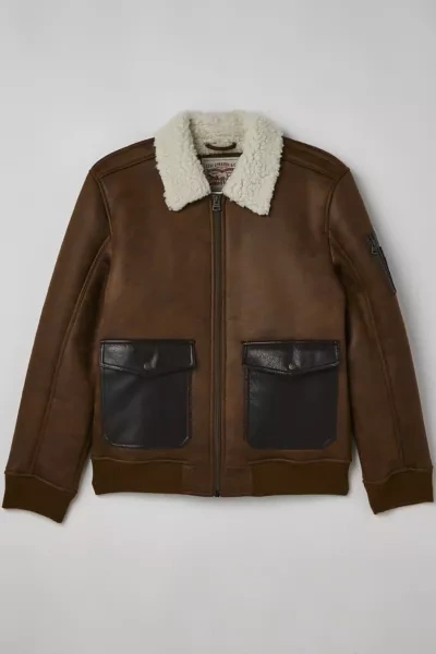 Shop Levi's Faux Shearling Flight Jacket In Brown, Men's At Urban Outfitters