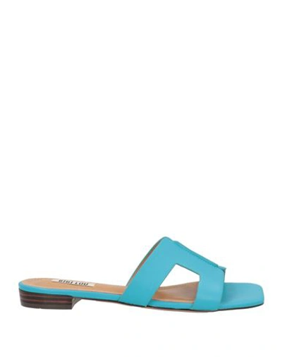 Shop Bibi Lou Woman Sandals Azure Size 8 Soft Leather In Blue
