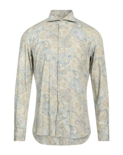 Giannetto Portofino Man Shirt Sage Green Size 16 ½ Cotton In Sage Green