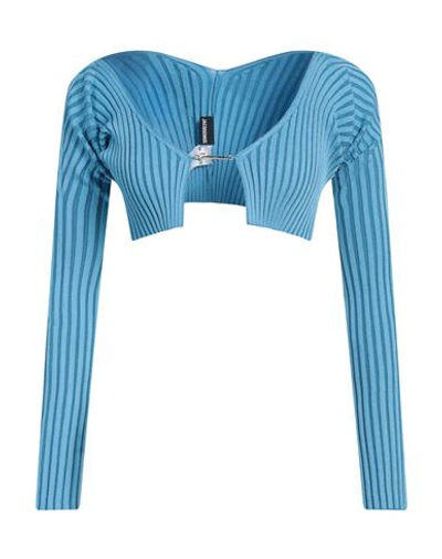 Shop Jacquemus Woman Sweater Azure Size 2 Viscose, Polyamide, Elastane, Polyester In Blue