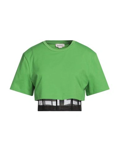 Shop Alexander Mcqueen Woman T-shirt Light Green Size 6 Cotton, Polyamide