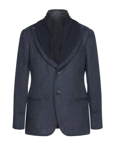 Shop Giorgio Armani Man Blazer Midnight Blue Size 40 Silk, Cashmere