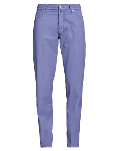 Shop Jacob Cohёn Man Pants Purple Size 32 Cotton, Elastane