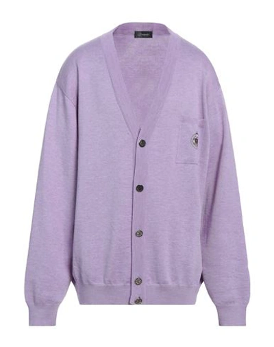 Shop Drumohr Man Cardigan Light Purple Size 52 Merino Wool