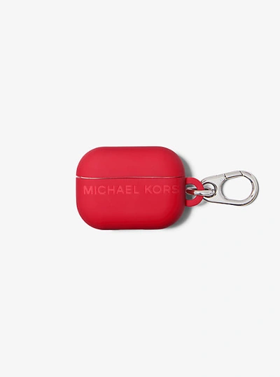 Shop Michael Kors Logo Embossed Case For Apple Airpods Pro® In Red