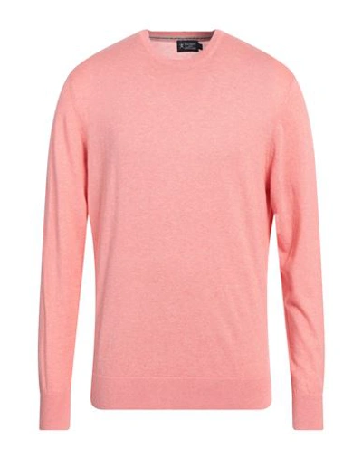 Shop Hackett Man Sweater Salmon Pink Size Xl Cotton, Cashmere
