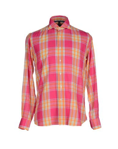 Shop Orian Man Shirt Fuchsia Size 15 ¾ Cotton In Pink