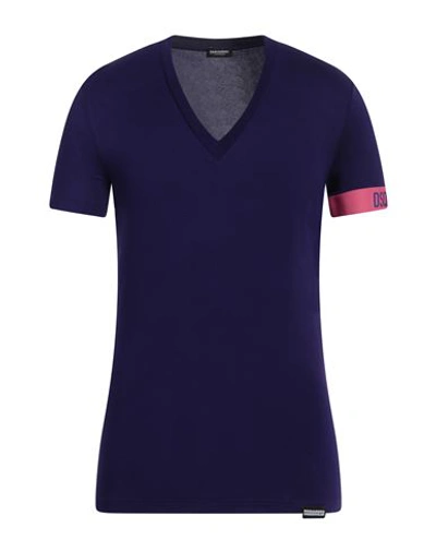 Shop Dsquared2 Man Undershirt Purple Size M Cotton, Elastane