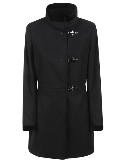 Shop Fay Virginia Velvet-trim Coat In Black