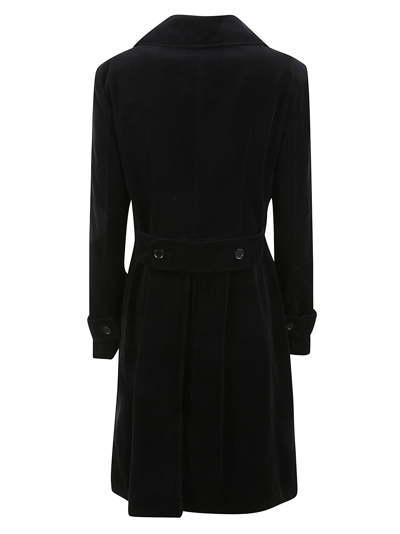 Shop Aspesi Double-breasted Velvet Coat In Black