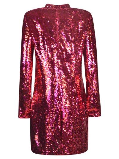 Shop Chiara Ferragni Sequin-coated Dress In Pink/red